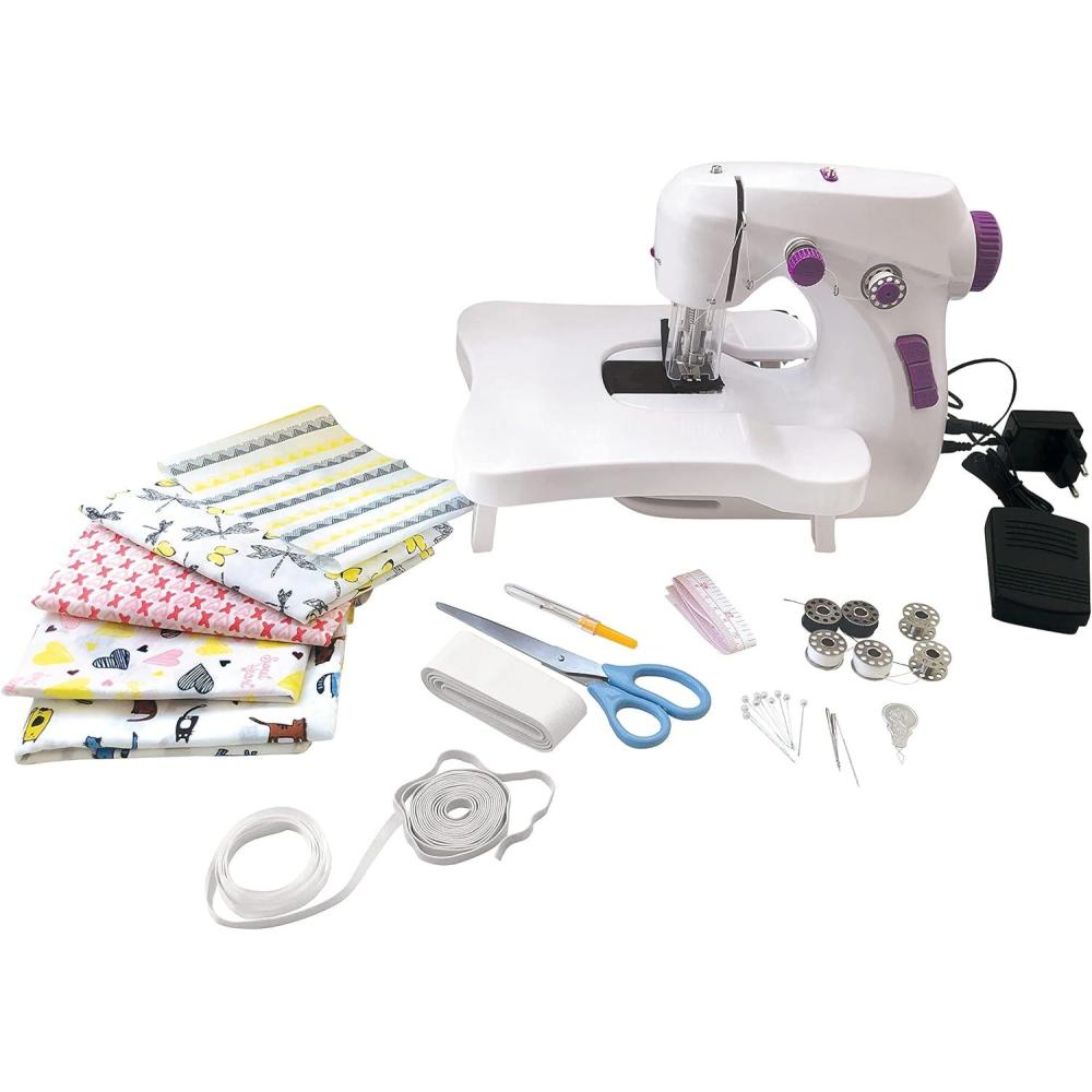 imageLexibook The Sewing Workshop Sewing machine 5 fabric coupons ampamp accessories included Whitepurple SW200