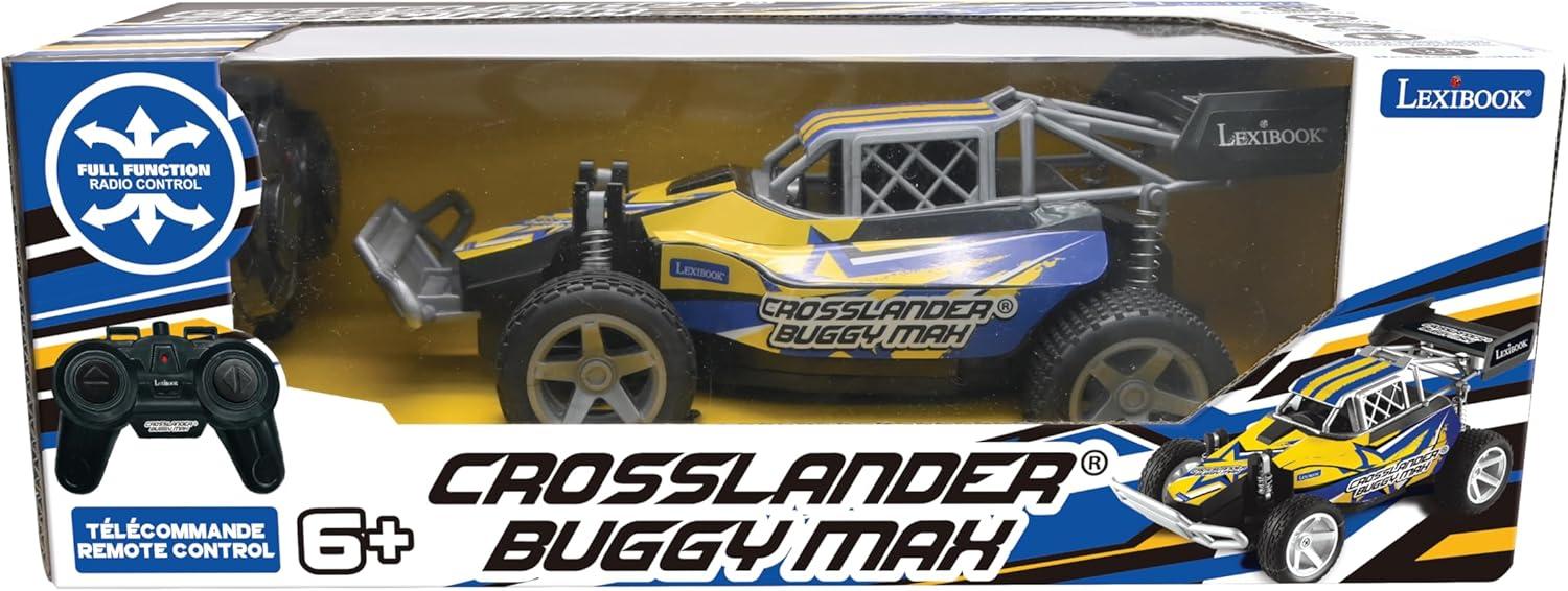 imageLEXiBOOK Crosslander Buggy Max RadioControlled OffRoad Buggy up to 9 mph Remote Control and 2 Rechargeable Batteries Included BlueYellow RC22