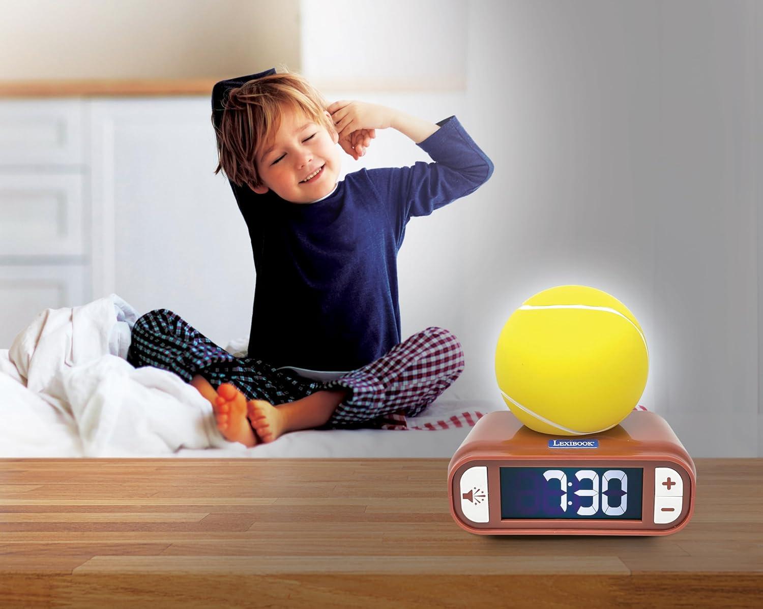 imageLEXiBOOK Tennis Tennis Nightlight Alarm Clock Sounds and Melodies Backlit LCD Screen Luminous Snooze RL800T