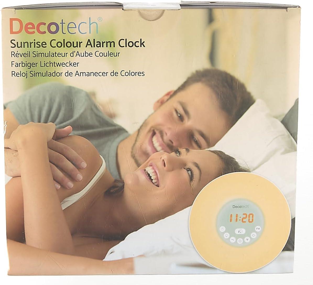 imageLexibook RL998 Decotech Sunrise Colour Alarm Clock Wakeup Light FM Radio Bedside Lamp Sunrise and Sunset Simulation 6 Natural Sounds Snooze Night Light Colours White One Size