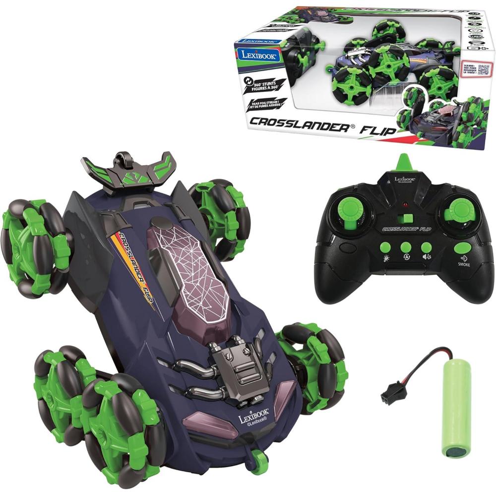 imageLEXiBOOK Crosslander Flip Remote Control car up to 8kmh 360 Figure Sound and Light Effects Smoke Jet 6 Wheels Rechargeable RC45