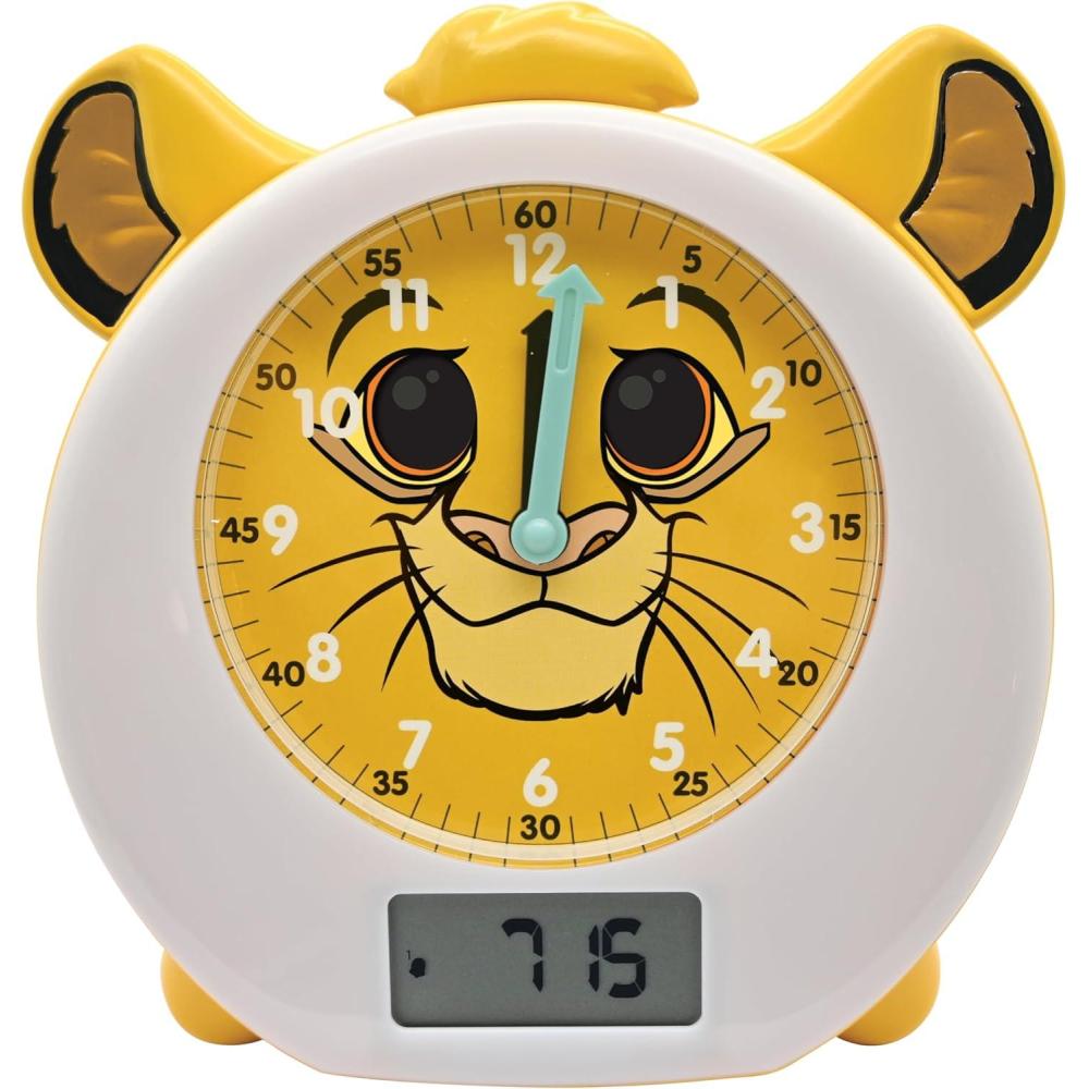 imageLEXiBOOK Disney The Lion King Simba My Educational Sleep Companion Alarm Clock nightlight Dawn Simulator Timer Dual time Display Rechargeable Battery Yellow RLT100AN