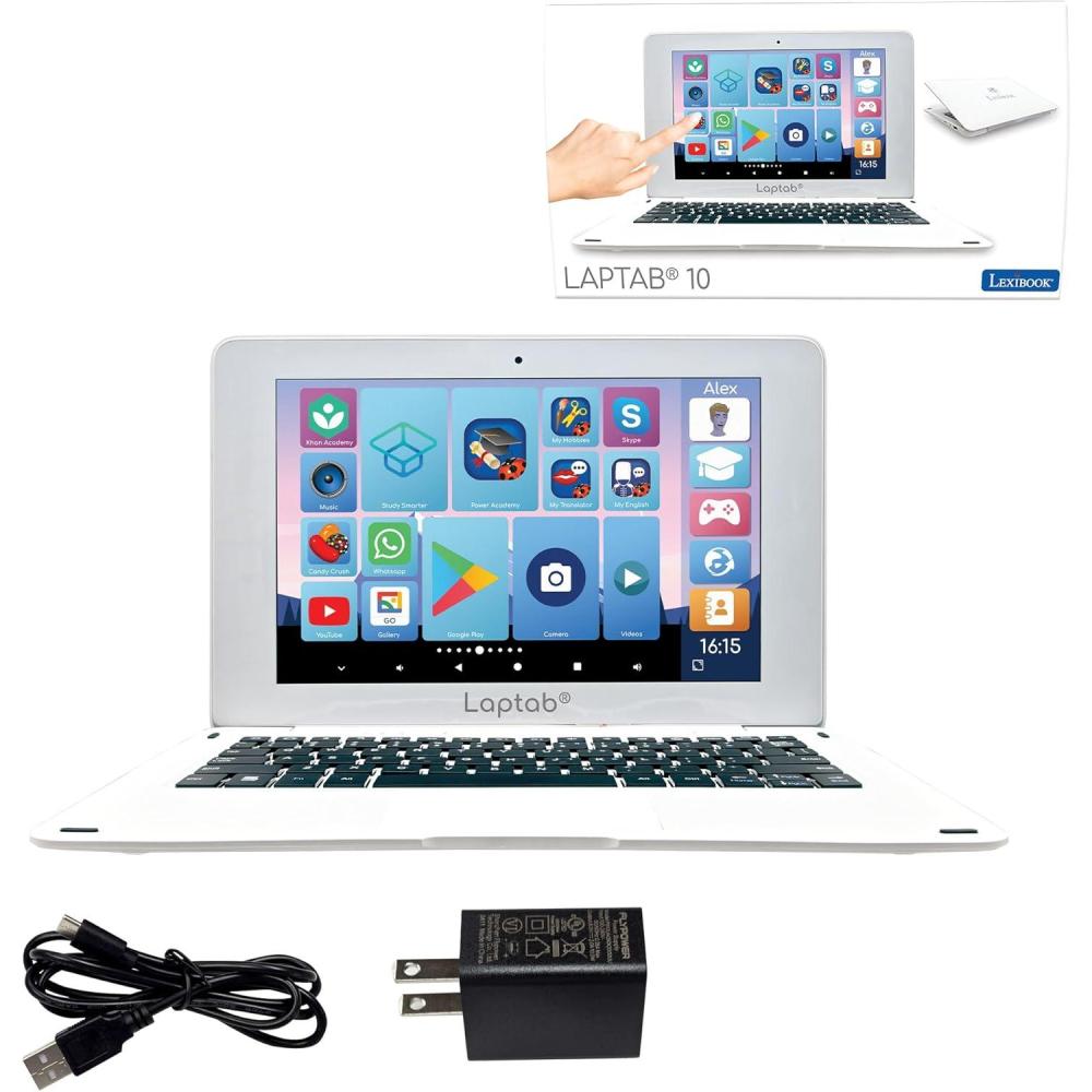 imageLEXiBOOK LAPTAB 10 Laptop with Touch Screen Designed for The Whole Family Educational and Fun Content Powered by Android Parental Control Ultra Thin and Light LT10EN