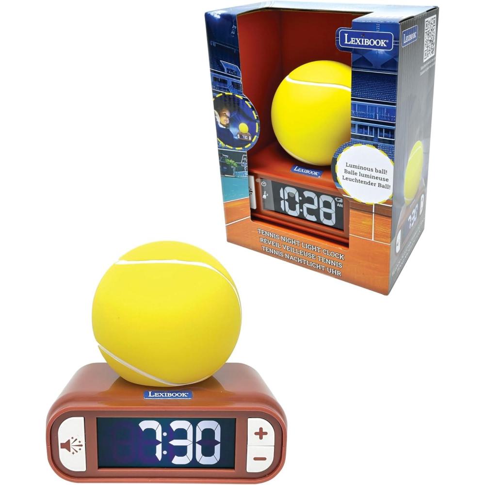 imageLEXiBOOK Tennis Tennis Nightlight Alarm Clock Sounds and Melodies Backlit LCD Screen Luminous Snooze RL800T