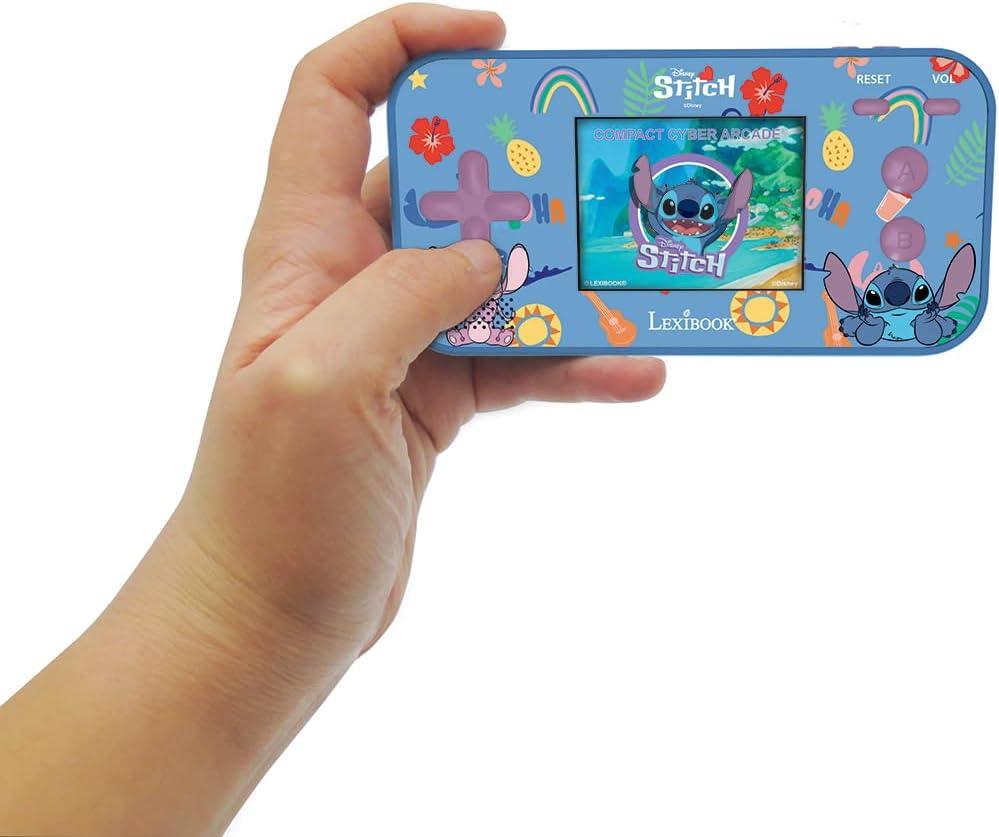 imageLexibook Disney Stitch Compact Portable Cyber Arcade Console 150 Games LCD Colour Screen BatteryPowered JL2367D