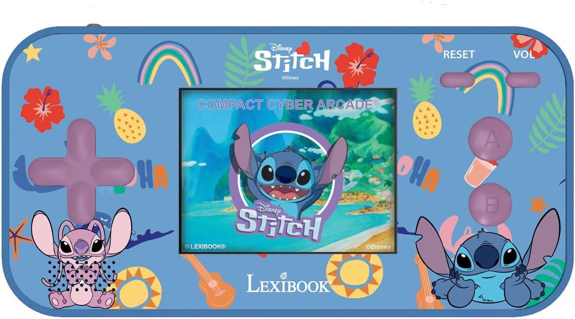 imageLexibook Disney Stitch Compact Portable Cyber Arcade Console 150 Games LCD Colour Screen BatteryPowered JL2367D