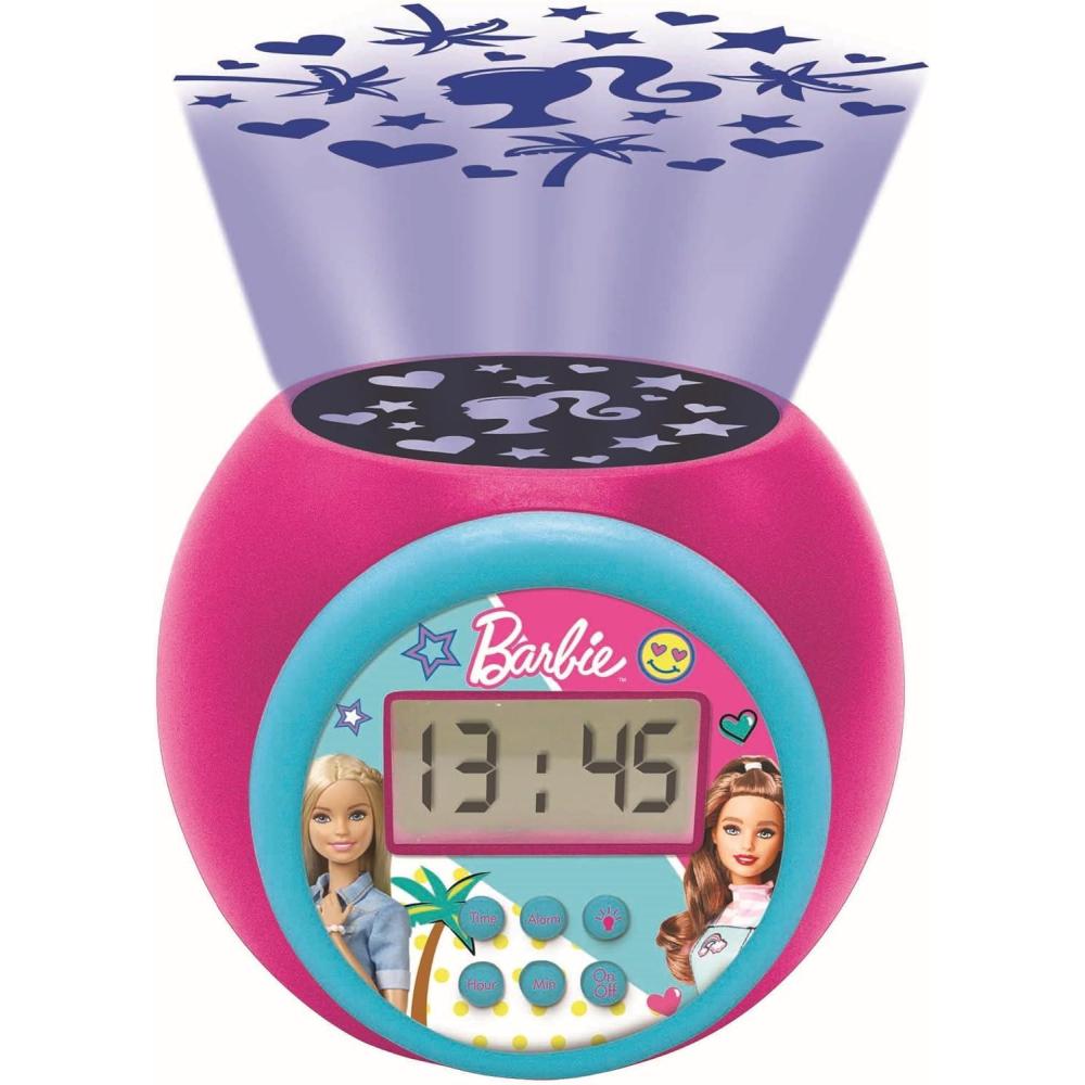 imageLEXiBOOK Barbie Projector Alarm Clock with Snooze Function and Alarm Function Night Light with Timer LCD Screen Battery Operated RL977BB