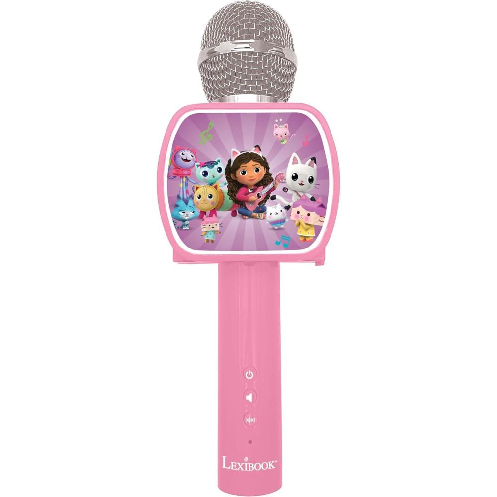 imageLexibook Gabbys Dollhouse Bluetooth Microphone with Voice Changing Function Builtin Speaker Phone Holder Included Pink MIC240GDH