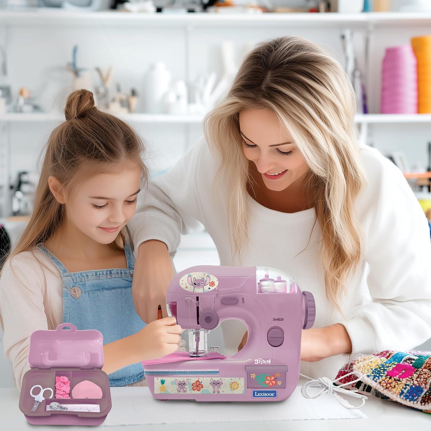 imageLEXIBOOK Gabbys Dollhouse Sewing Machine with Accessories Light and Pedal Role Play Fashion Design Set Pink SW100GDHAngel  Disney Stitch