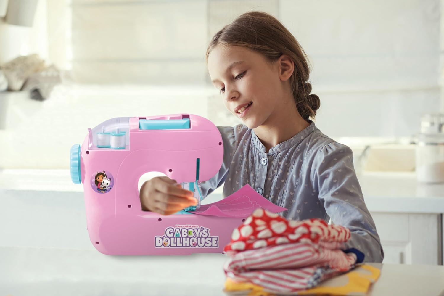 imageLEXIBOOK Gabbys Dollhouse Sewing Machine with Accessories Light and Pedal Role Play Fashion Design Set Pink SW100GDHGabbys Dollhouse
