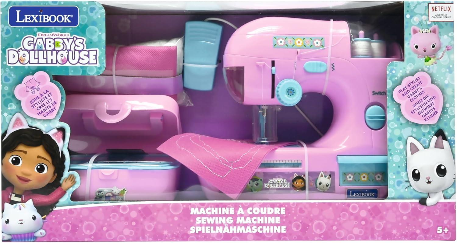 imageLEXIBOOK Gabbys Dollhouse Sewing Machine with Accessories Light and Pedal Role Play Fashion Design Set Pink SW100GDHGabbys Dollhouse