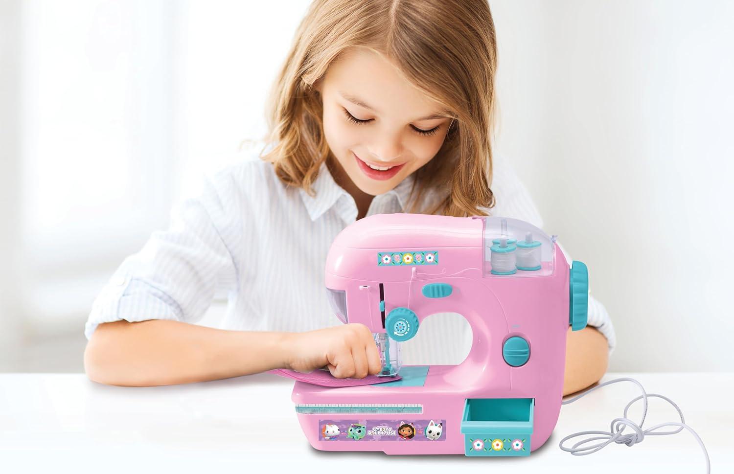 imageLEXIBOOK Gabbys Dollhouse Sewing Machine with Accessories Light and Pedal Role Play Fashion Design Set Pink SW100GDHGabbys Dollhouse