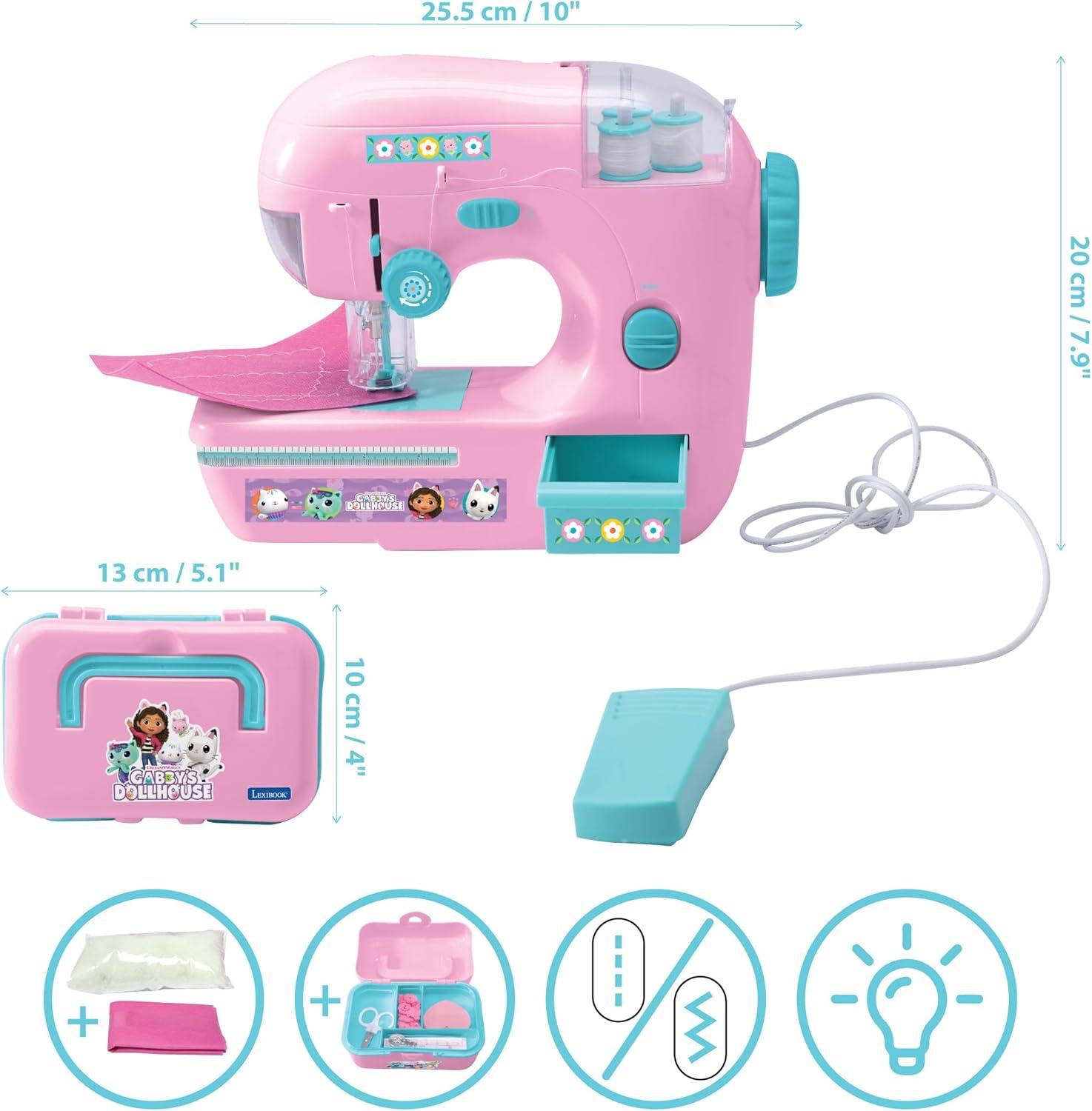 imageLEXIBOOK Gabbys Dollhouse Sewing Machine with Accessories Light and Pedal Role Play Fashion Design Set Pink SW100GDHGabbys Dollhouse