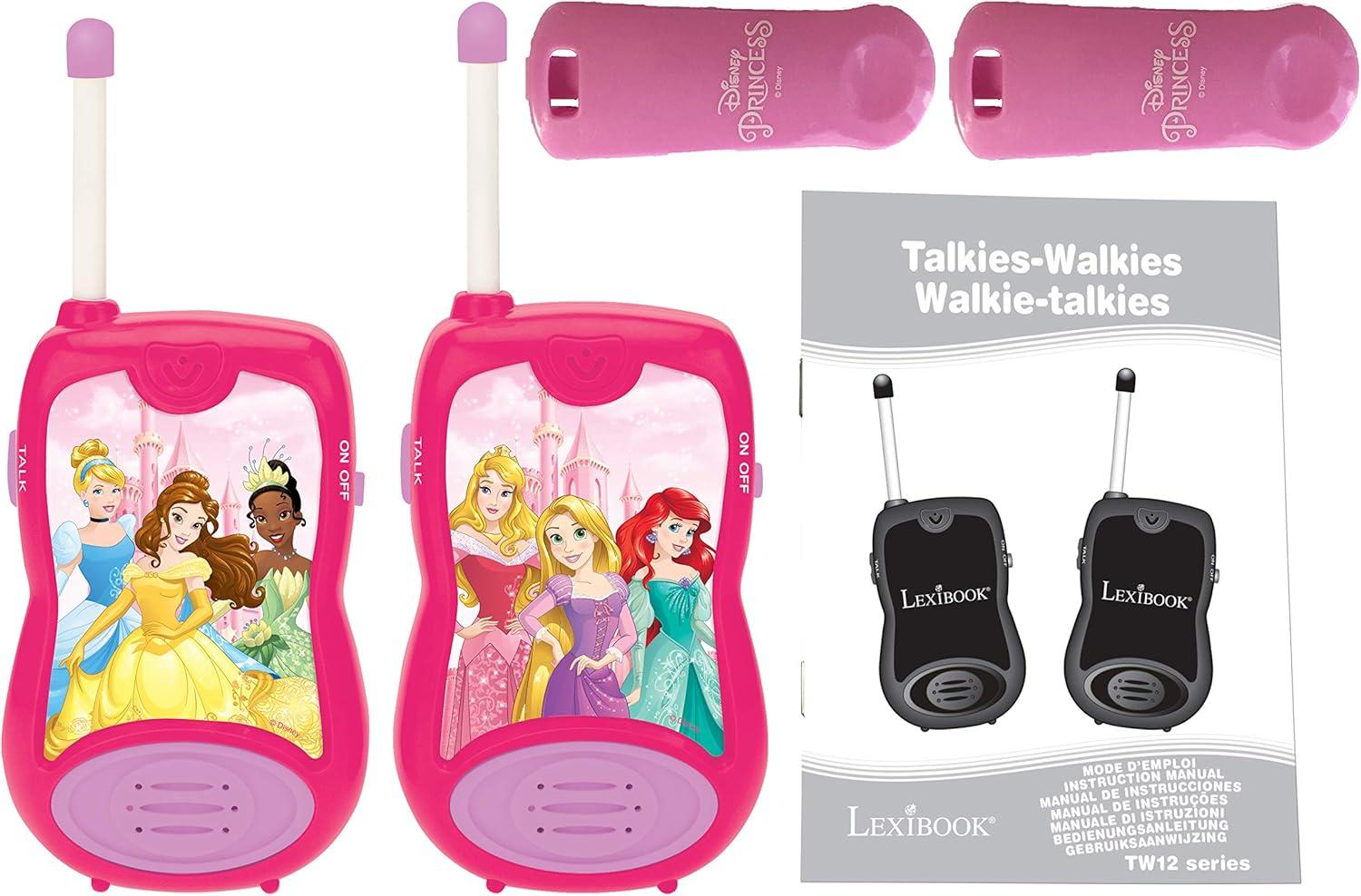 imageLEXiBOOK Disney Princesses Cinderella Rapunzel Walkietalkies Communication Game Toy Children Girl Belt Clip Battery Pink TW12DP