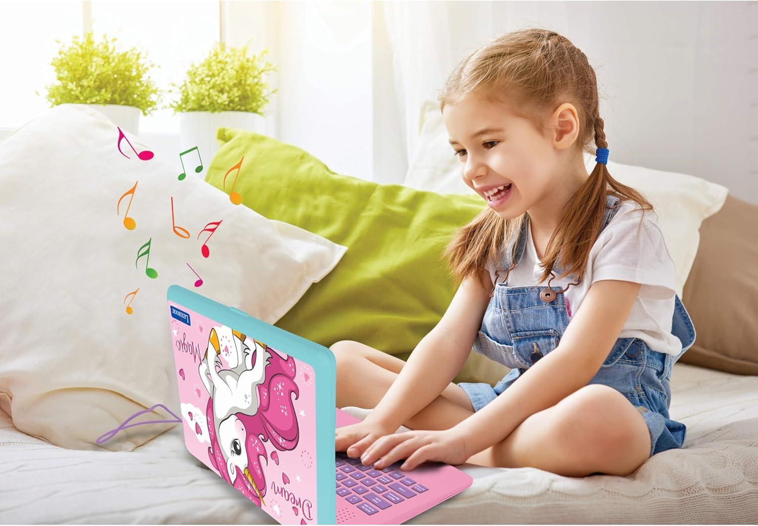 imageLexibook Gabbys Dollhouse German and English Bilingual Educational Computer 124 Activities in Language Writing Math Logic Music and Games PinkBlue JC598GDHi3Unicorn