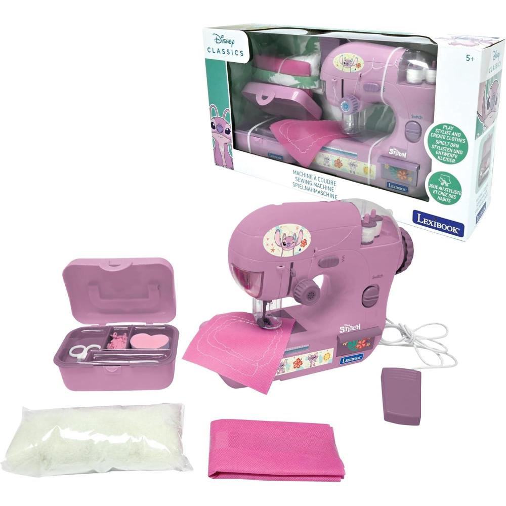 imageLEXIBOOK Gabbys Dollhouse Sewing Machine with Accessories Light and Pedal Role Play Fashion Design Set Pink SW100GDHAngel  Disney Stitch
