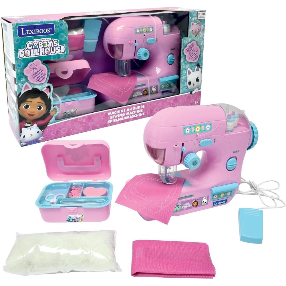imageLEXIBOOK Gabbys Dollhouse Sewing Machine with Accessories Light and Pedal Role Play Fashion Design Set Pink SW100GDHGabbys Dollhouse
