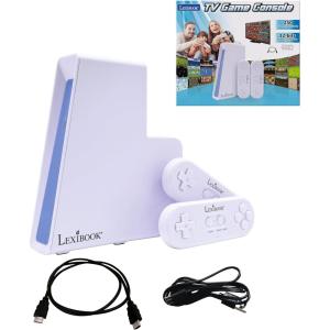 LEXiBOOK TV Game Console, 200 Games, 32-bit, USB-C Adapter, White/Blue, JG7430(JG7440)