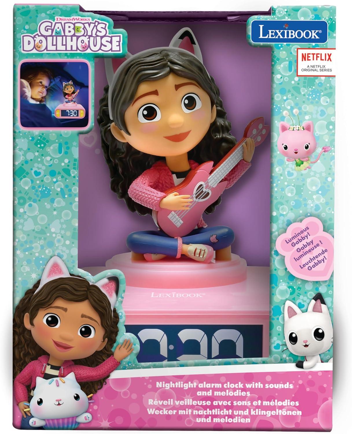 image:imageLEXiBOOK Gabbys Dollhouse Gabby Nightlight Alarm Clock Sounds and Melodies Backlit LCD Screen Illuminated Snooze Pink RL800GDH
