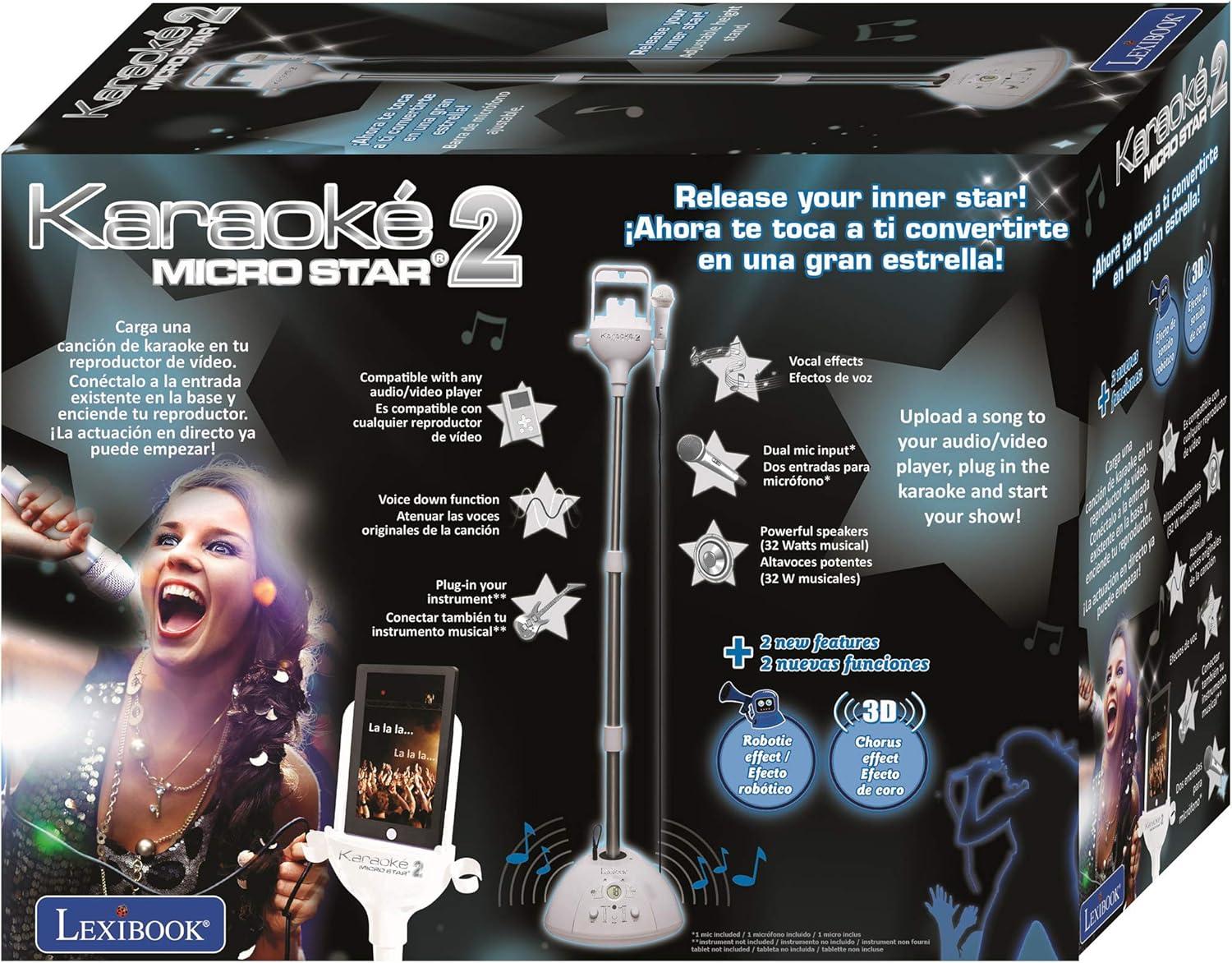image:imageLEXiBOOK Karaoke Micro Star 2 32W Sound and Voice Effects Toy BlackGray K8010
