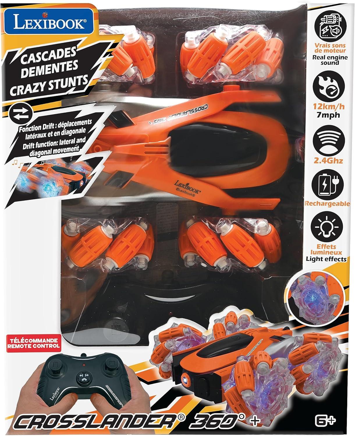 image:imageLEXiBOOK Crosslander Racing Remote Control Racing car Formula 1 up to 10kmh Light and Sound Effects Smoke Jet Remote Control Included Rechargeable RC61Crosslander 360 OrangeBlack