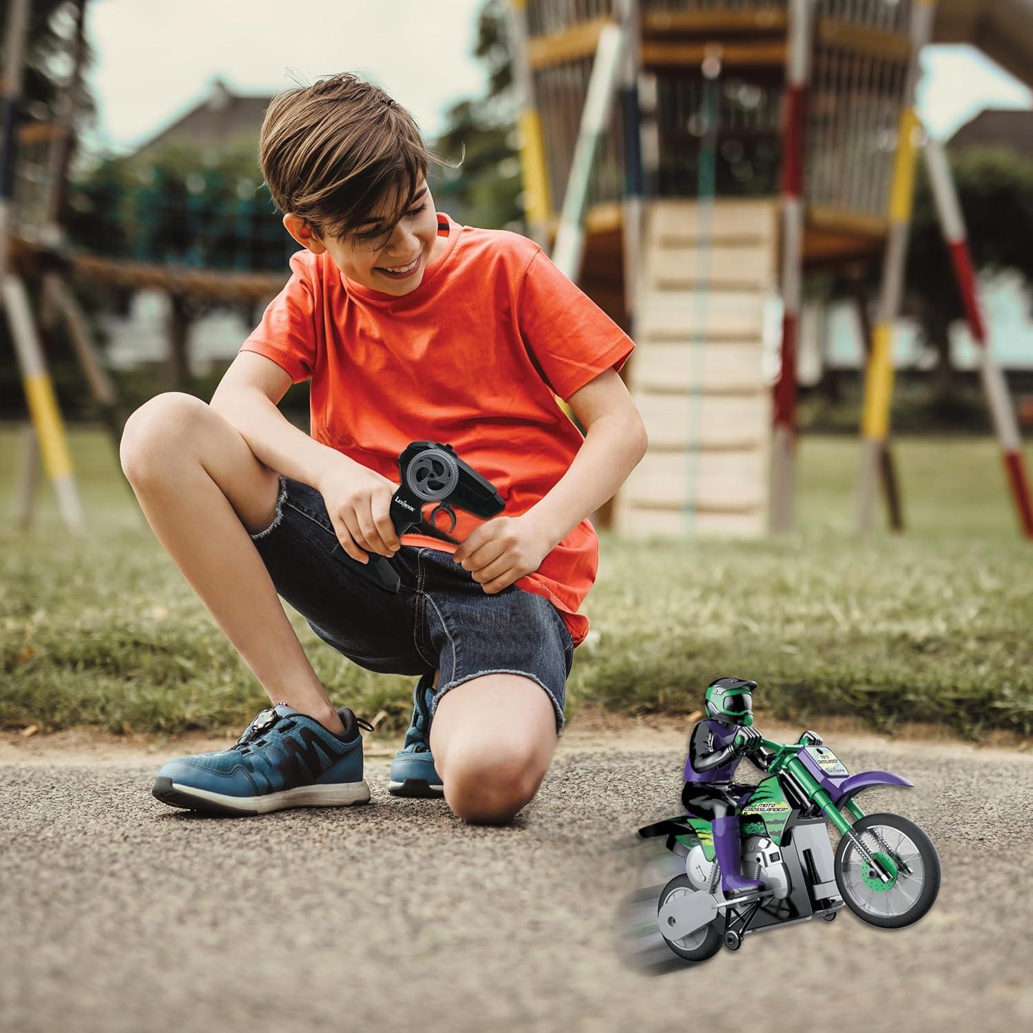 image:imageLEXiBOOK Crosslander Racing Remote Control Racing car Formula 1 up to 10kmh Light and Sound Effects Smoke Jet Remote Control Included Rechargeable RC61Crosslander RC Motorcycle