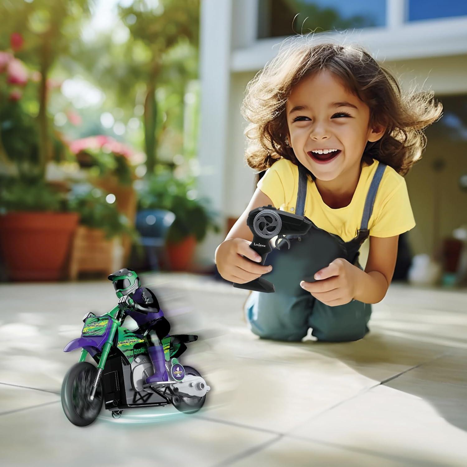 image:imageLEXiBOOK Crosslander Racing Remote Control Racing car Formula 1 up to 10kmh Light and Sound Effects Smoke Jet Remote Control Included Rechargeable RC61Crosslander RC Motorcycle