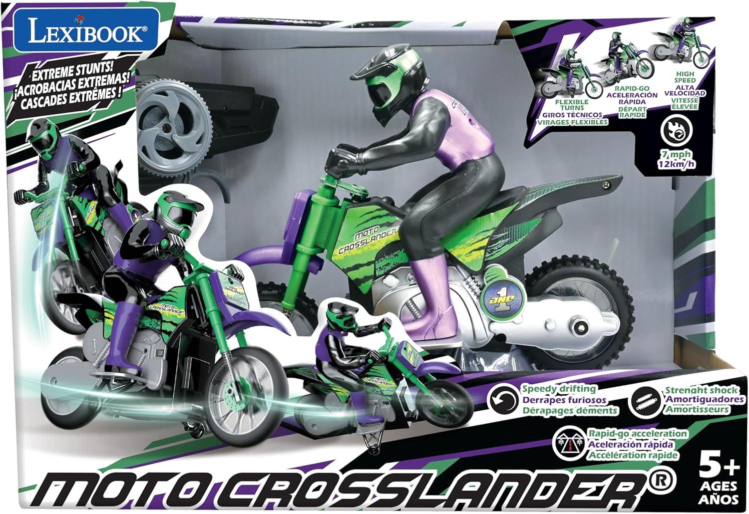 image:imageLEXiBOOK Crosslander Racing Remote Control Racing car Formula 1 up to 10kmh Light and Sound Effects Smoke Jet Remote Control Included Rechargeable RC61Crosslander RC Motorcycle