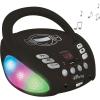 Lexibook iParty – Bluetooth CD Player for Kids – Portable, Multicoloured Light Effects, Microphone Jack, Aux-in Jack, AC or Battery-Operated, Girls, Boys, Black, RCD109BK
