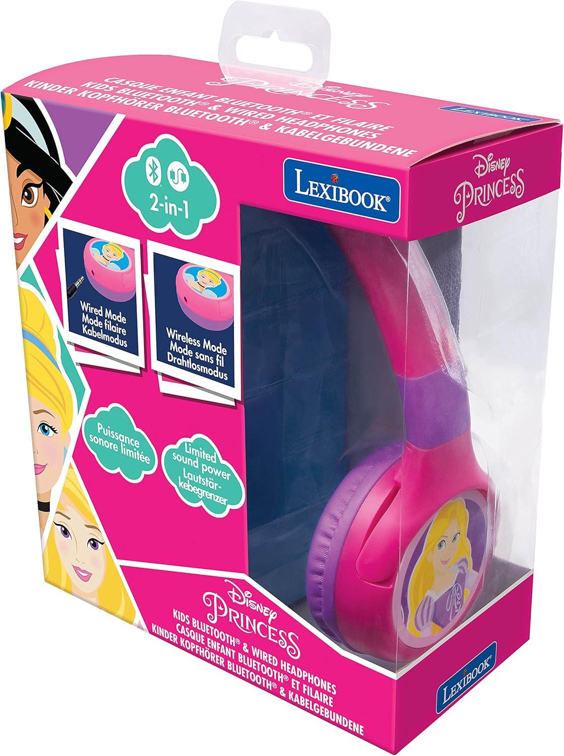 image:imageLEXiBOOK Disney Princess 2in1 Bluetooth Headphones for Kids Stereo Wireless Wired Kids Safe Foldable Adjustable HPBT010DP