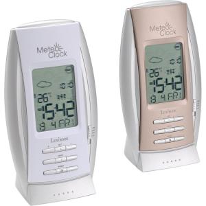 LEXiBOOK MeteoClock Sand and Snow, Animated by Symbols, Super Size, Indoor Temperature Display, Snooze Function, White/Beige, SM840