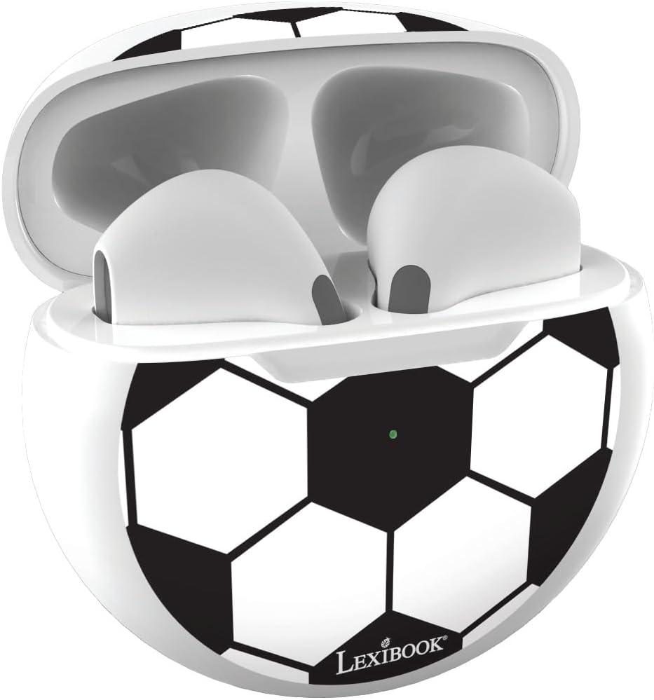image:imageLEXiBOOK Football Wireless stereo earbuds Integrated microphone Touch control Charging case Sound level limited at 85 dB Blackwhite HPBT05FO